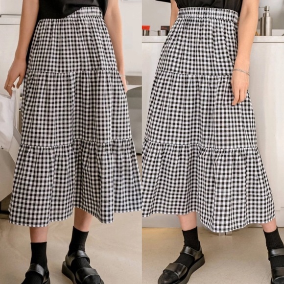 Boho gingham plaid maxi skirt LAST PACK - Picture 3 of 4